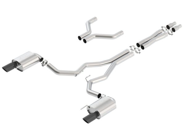 Borla Atak Cat-Back 15-17 Ford Mustang GT 5.0L V8 MT AT 3in pipe 4in Black Chrome Tips For Sale - Image 2