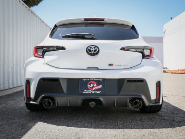 aFe 23-24 Toyota GR Corolla L3 1.6L (t) Gemini XV 3in to 2-1 2in CatBack Exhaust w Carbon Fiber Tips For Sale - Image 3