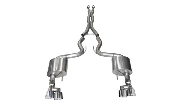 Corsa 2018-2023 Ford Mustang V8 5.0L 3in Cat-Back Dual Rear Exit w  4in Polished Pro-Series Tips Hot on Sale