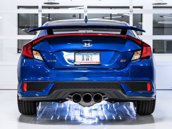 AWE Tuning 17-20 Honda Civic Si 1.5L Turbo Dual-to-Triple Tip Conversion Kit - Chrome Silver Tip Discount - Image 2