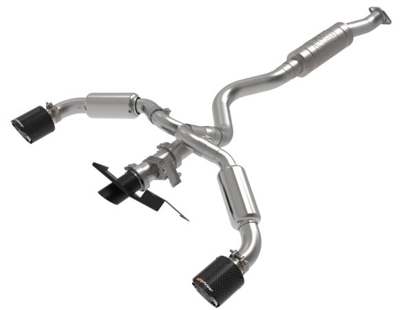 aFe 23-24 Toyota GR Corolla L3 1.6L (t) Gemini XV 3in to 2-1 2in CatBack Exhaust w Carbon Fiber Tips For Sale