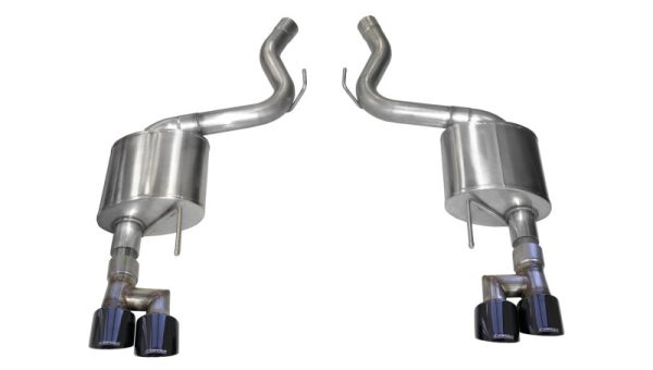 Corsa 18-23 Ford Mustang 5.0L V8 3in Sport Axle-Back Dual Rear Exit w  4in Black PVD Pro-Series Tips Hot on Sale